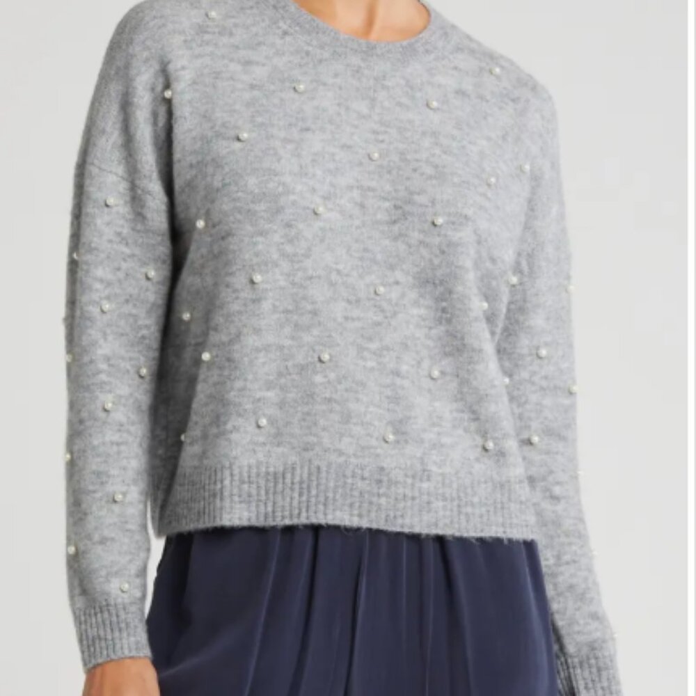 Splendid Cream Sweater with Pearl Details